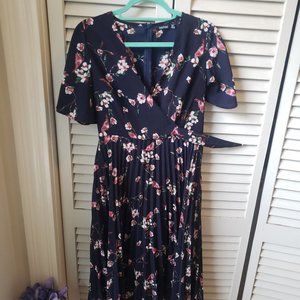 Boohoo Floral Navy Dress